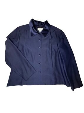 Talbots Navy Button-Front Blazer Jacket
